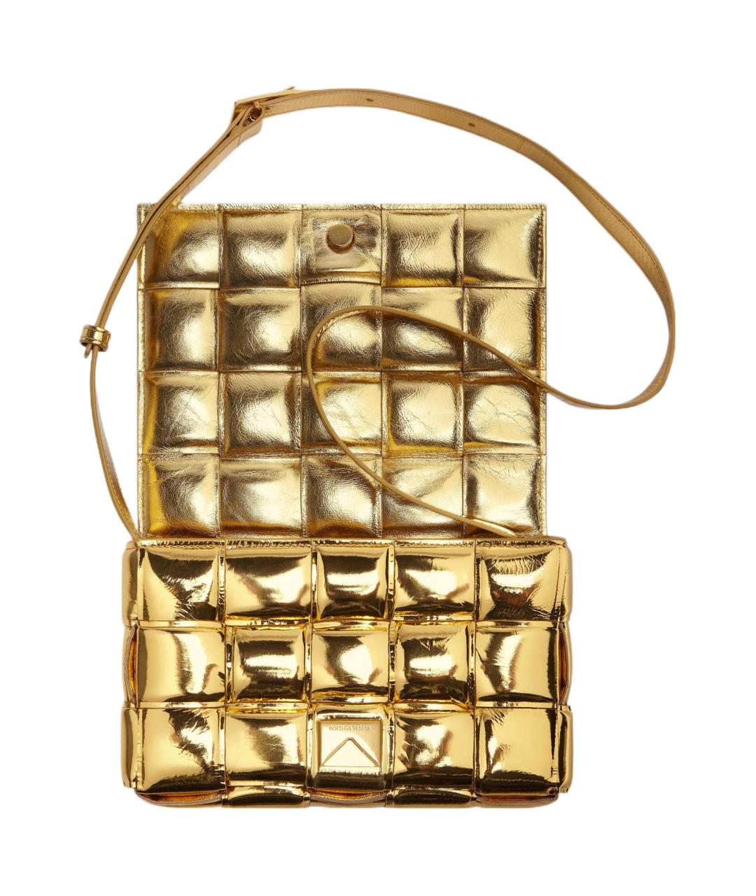 BOTTEGA VENETA Золотая кожаная сумка через плечо, фото 4