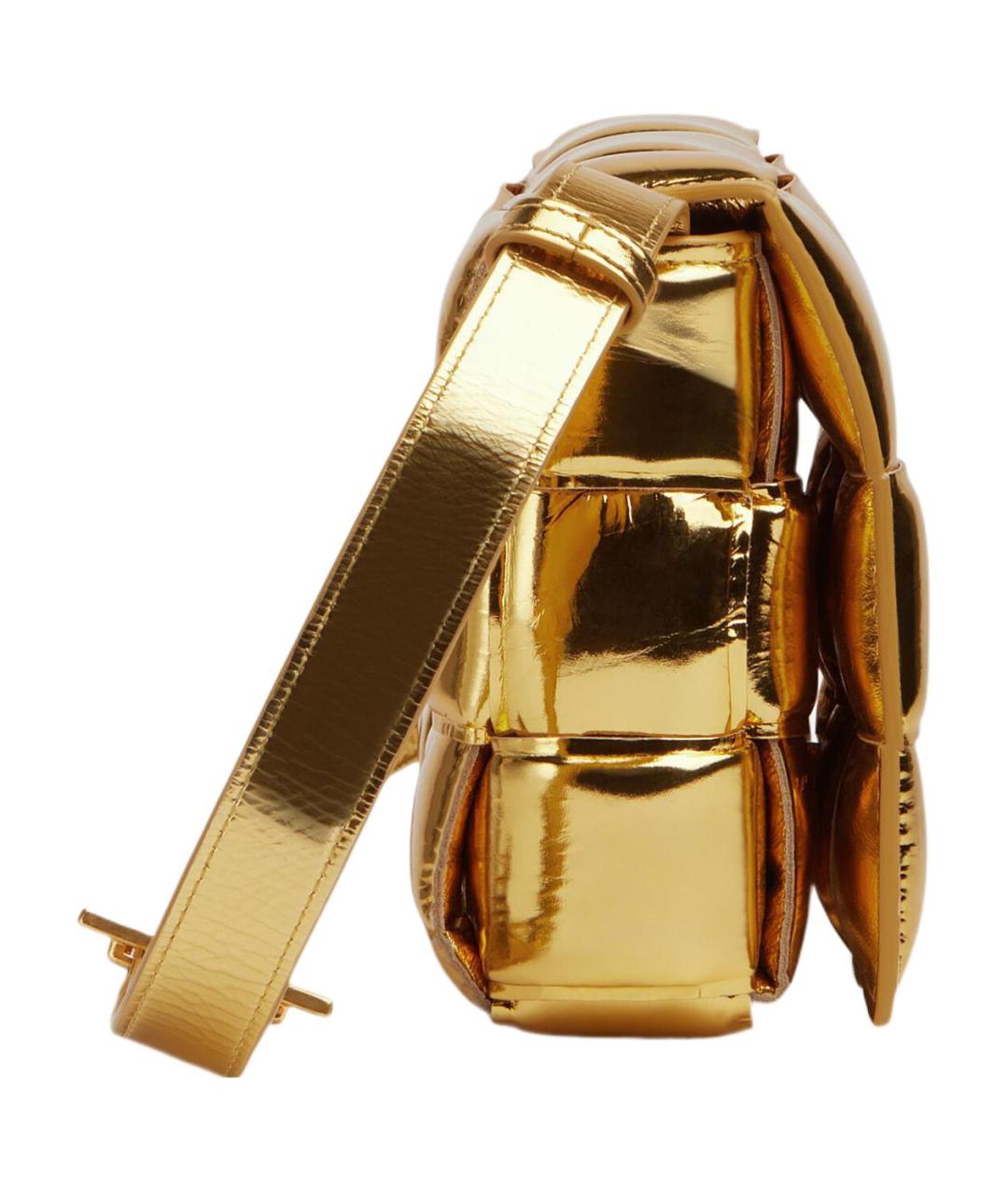 BOTTEGA VENETA Золотая кожаная сумка через плечо, фото 2