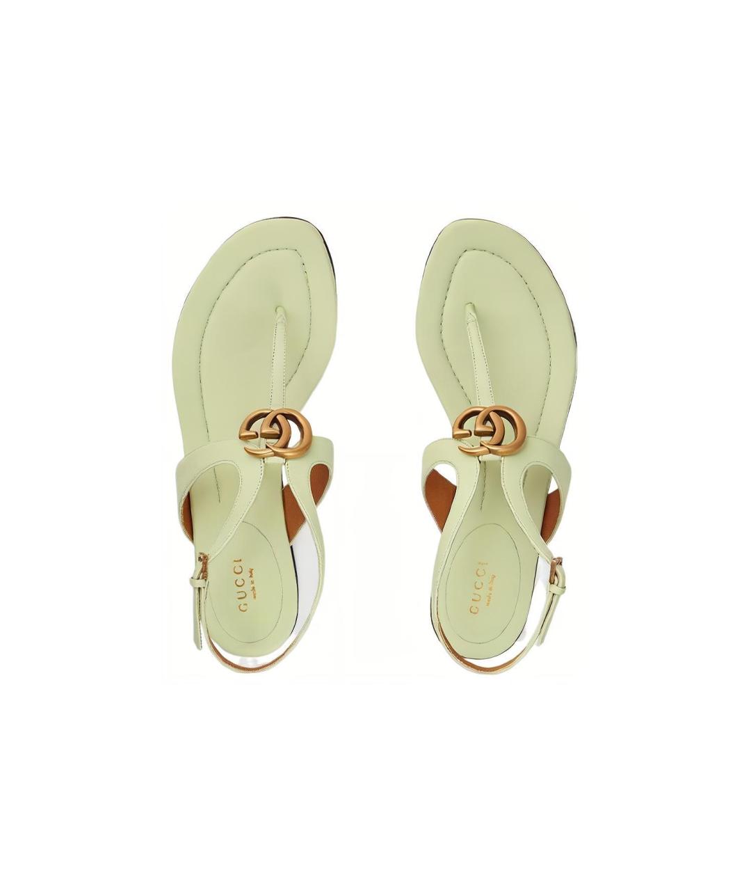 GUCCI Салатовые кожаные сандалии, фото 3