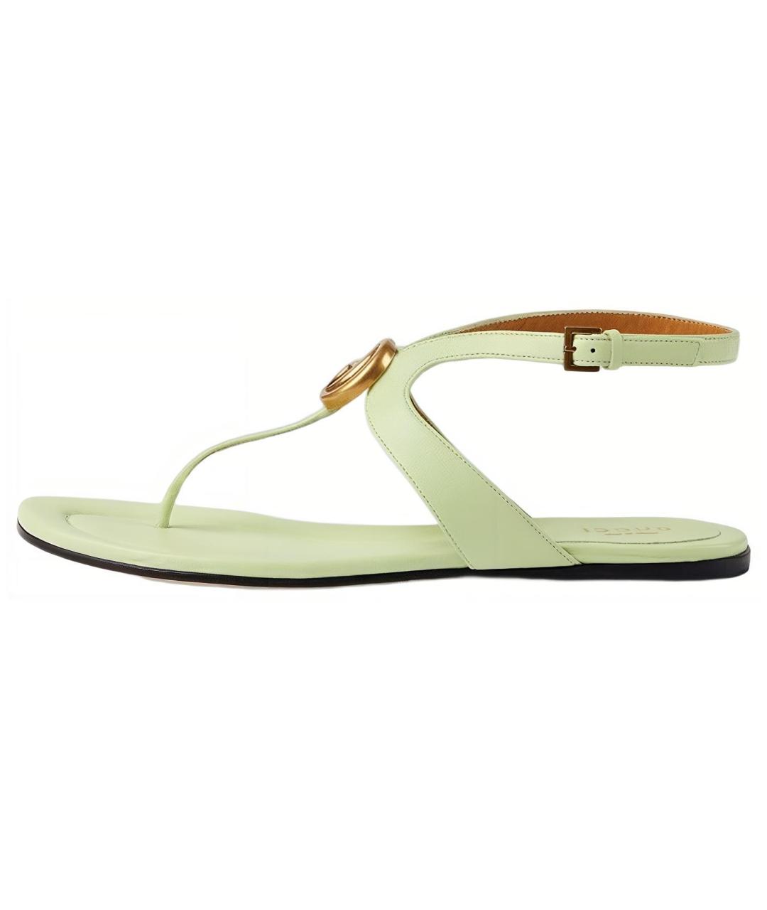 GUCCI Салатовые кожаные сандалии, фото 5