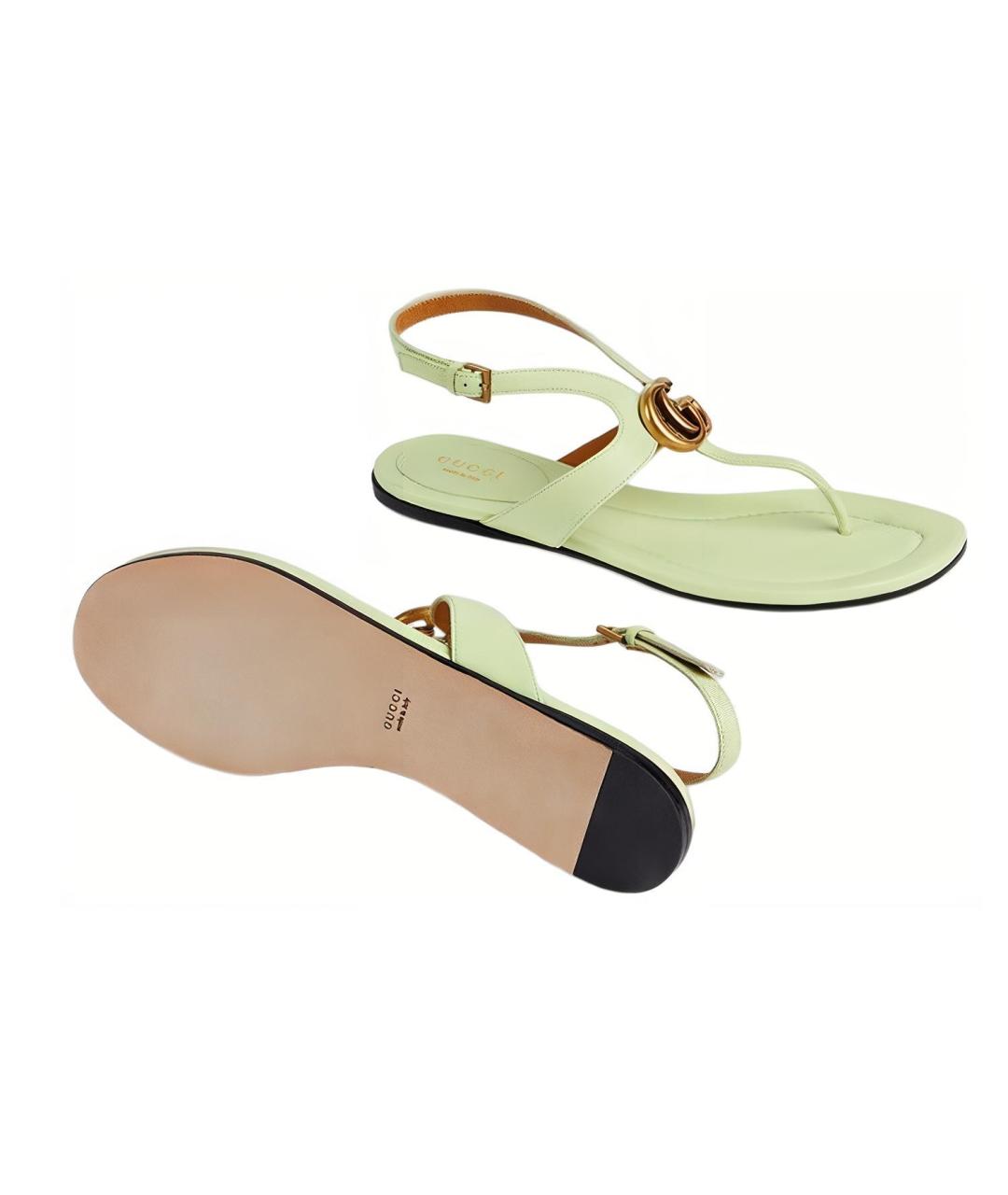GUCCI Салатовые кожаные сандалии, фото 4