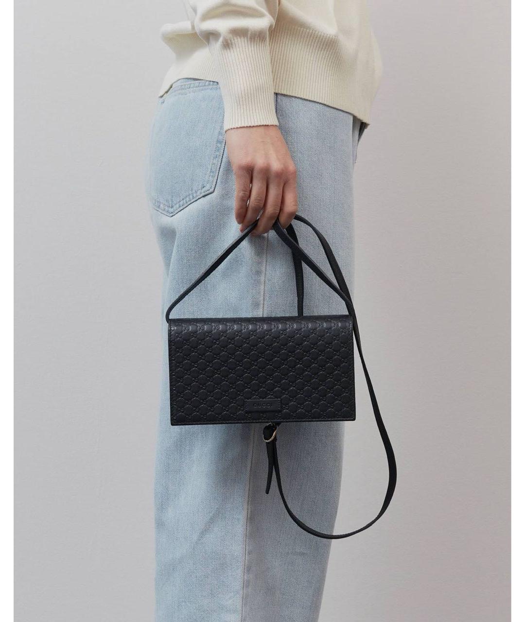 GUCCI Черная кожаная сумка через плечо, фото 3