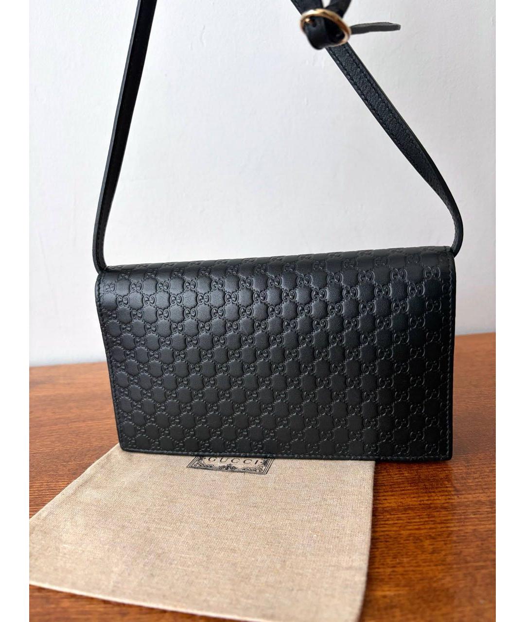 GUCCI Черная кожаная сумка через плечо, фото 5