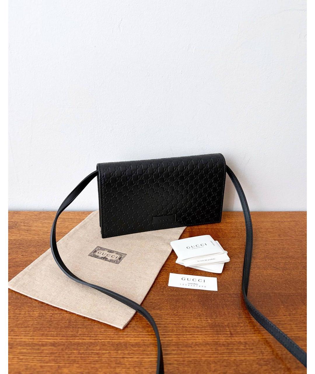 GUCCI Черная кожаная сумка через плечо, фото 2