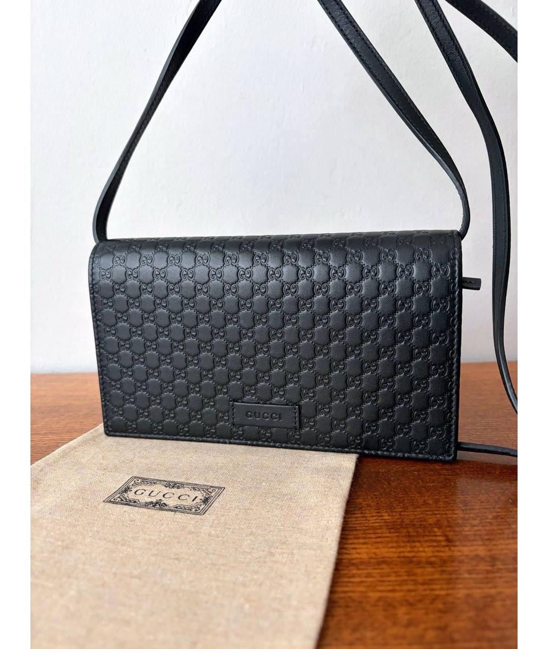 GUCCI Черная кожаная сумка через плечо, фото 9