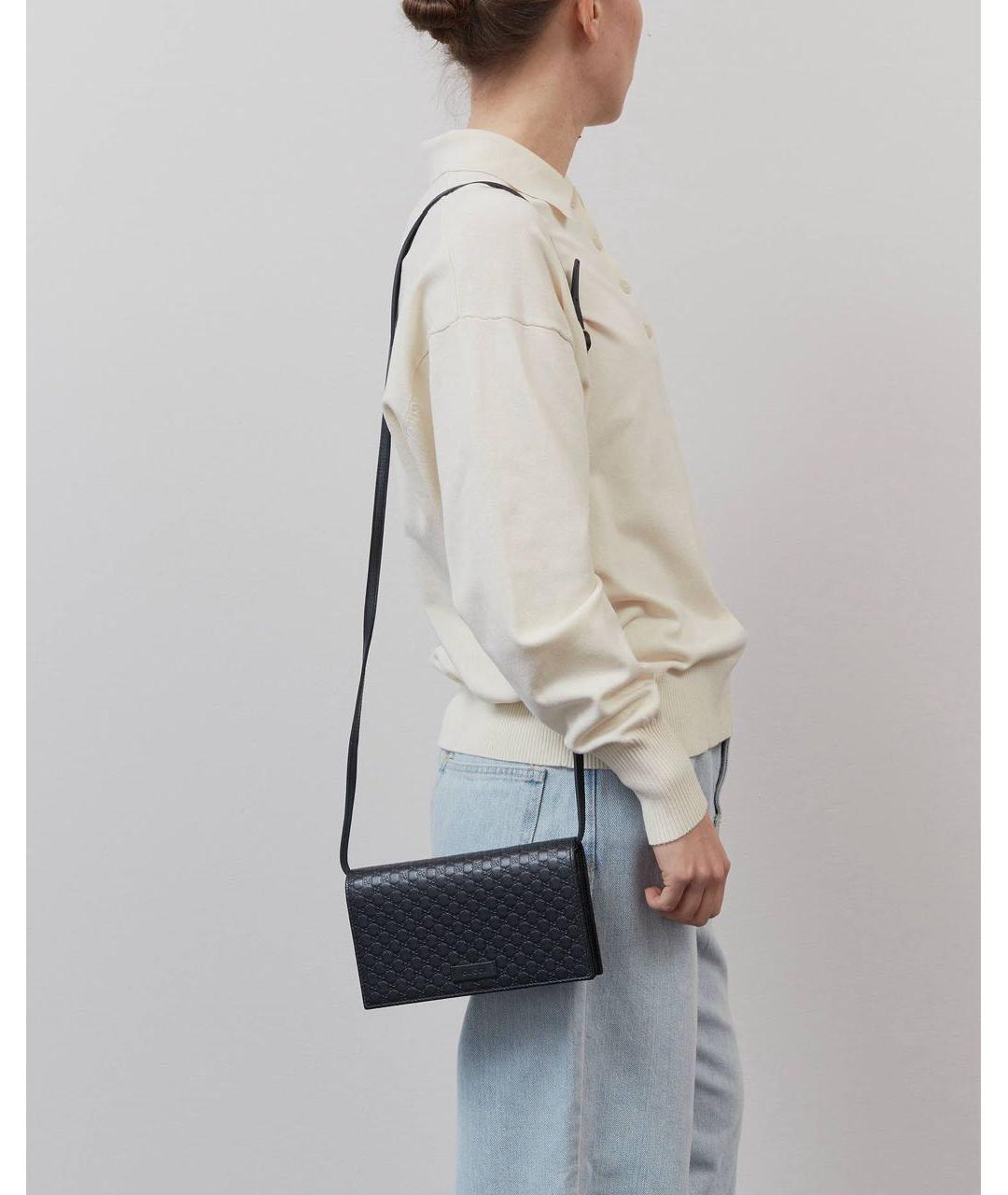 GUCCI Черная кожаная сумка через плечо, фото 4