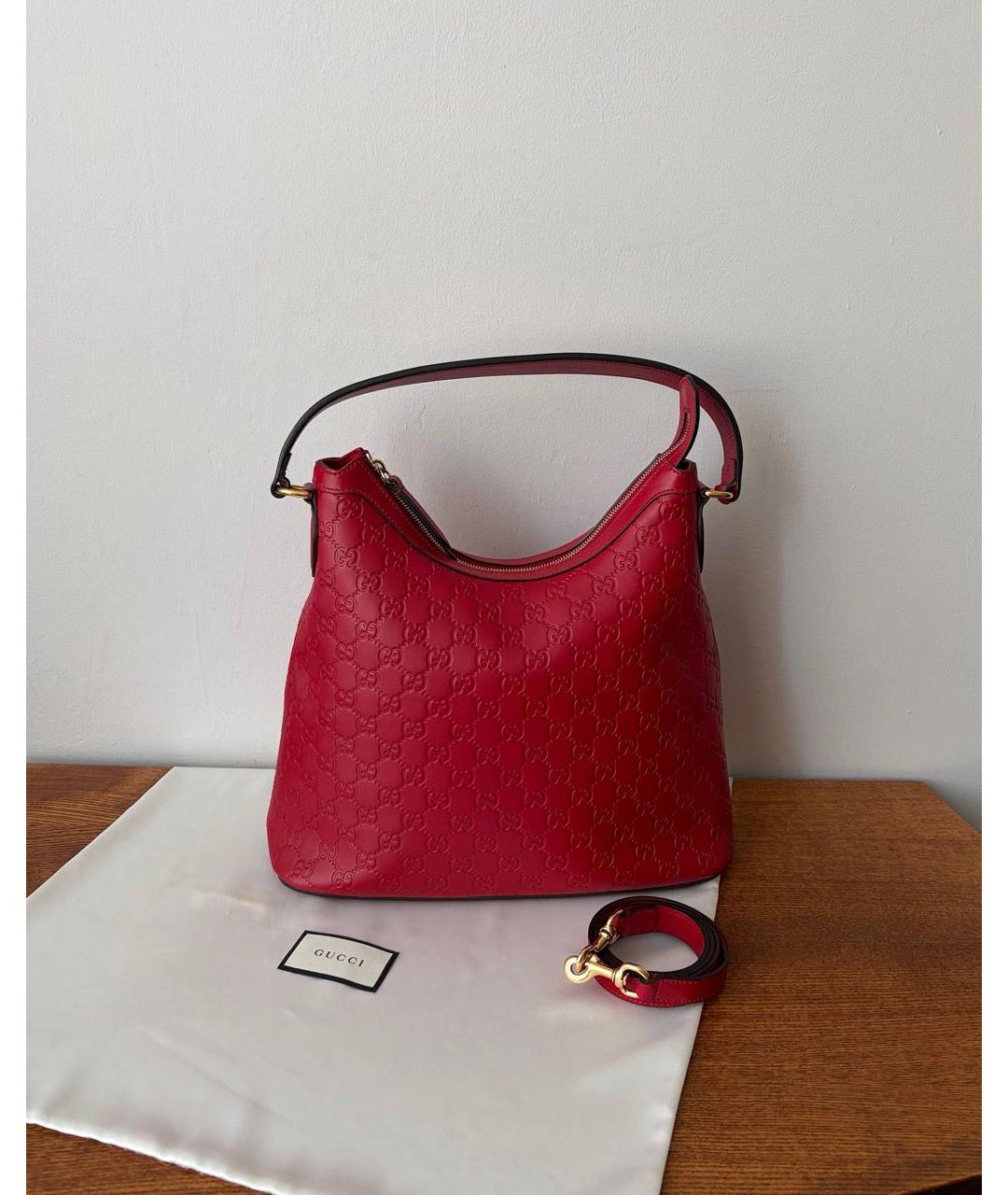 GUCCI Красная кожаная сумка с короткими ручками, фото 3