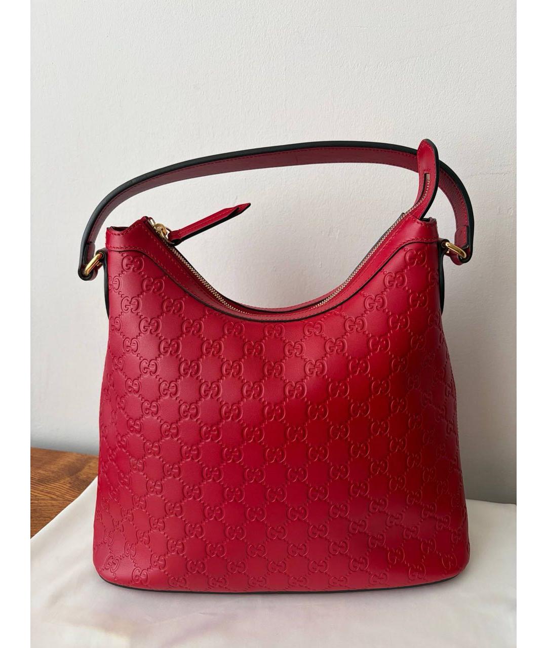 GUCCI Красная кожаная сумка с короткими ручками, фото 2