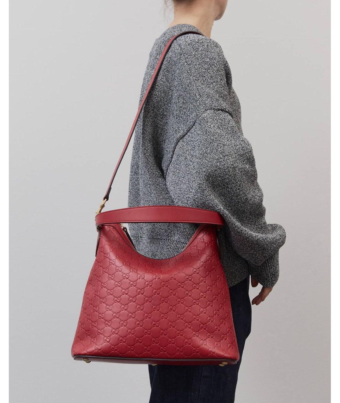 GUCCI Красная кожаная сумка с короткими ручками, фото 6