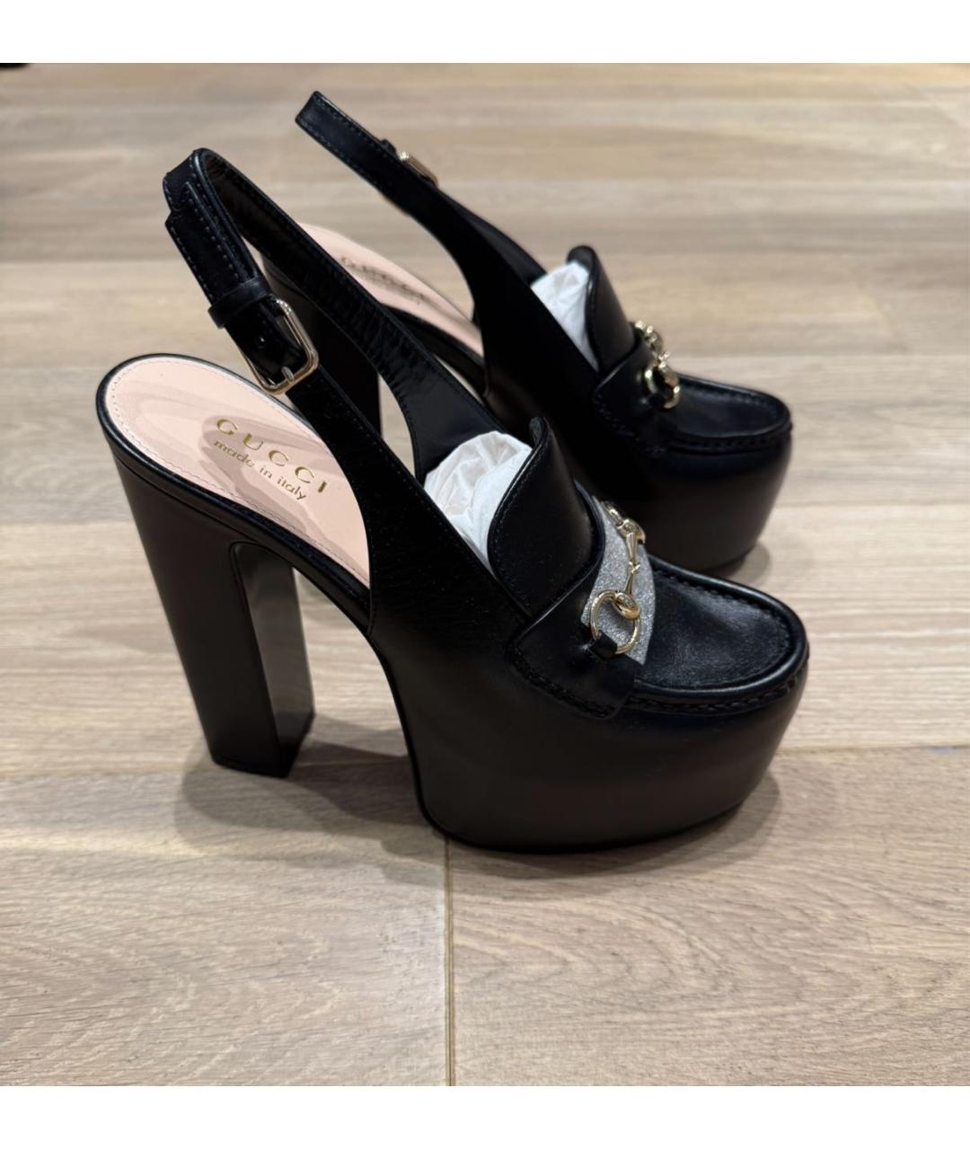 GUCCI Черные кожаные босоножки, фото 5