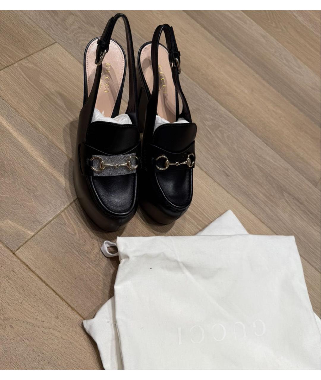 GUCCI Черные кожаные босоножки, фото 3