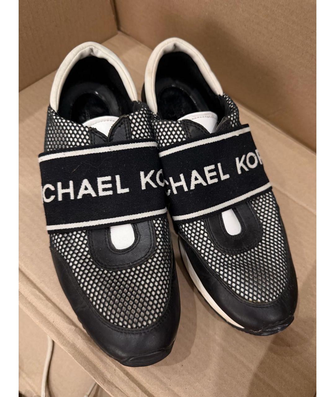 MICHAEL KORS Черные кожаные кроссовки, фото 2