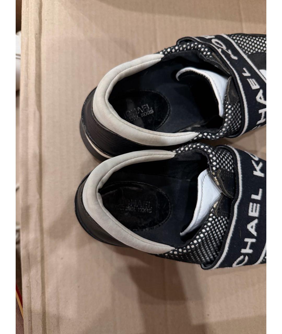 MICHAEL KORS Черные кожаные кроссовки, фото 3