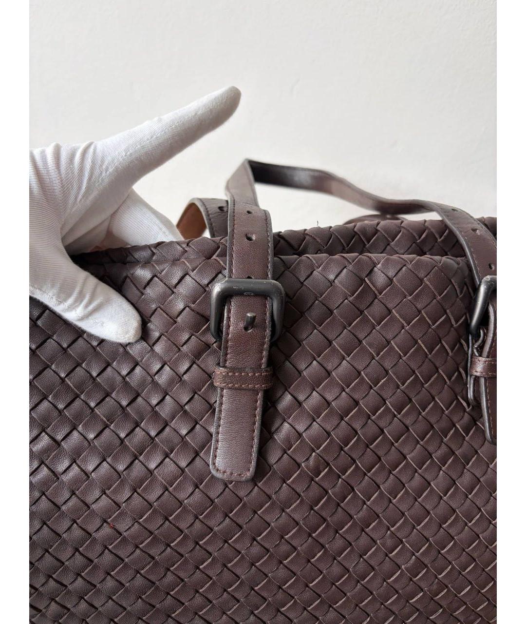 BOTTEGA VENETA Коричневая кожаная сумка через плечо, фото 8