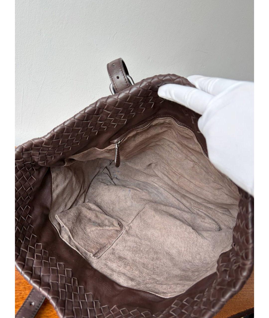 BOTTEGA VENETA Коричневая кожаная сумка через плечо, фото 6