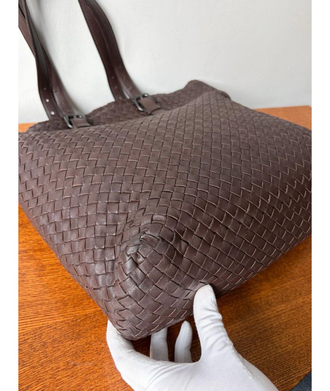 BOTTEGA VENETA Коричневая кожаная сумка через плечо, фото 7