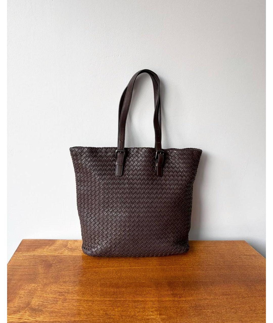 BOTTEGA VENETA Коричневая кожаная сумка через плечо, фото 9