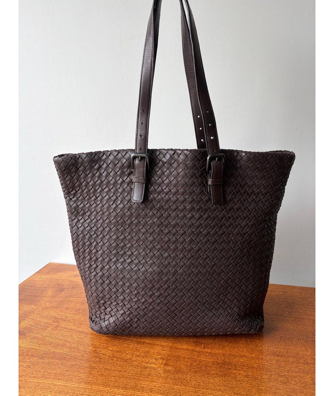 BOTTEGA VENETA Коричневая кожаная сумка через плечо, фото 3