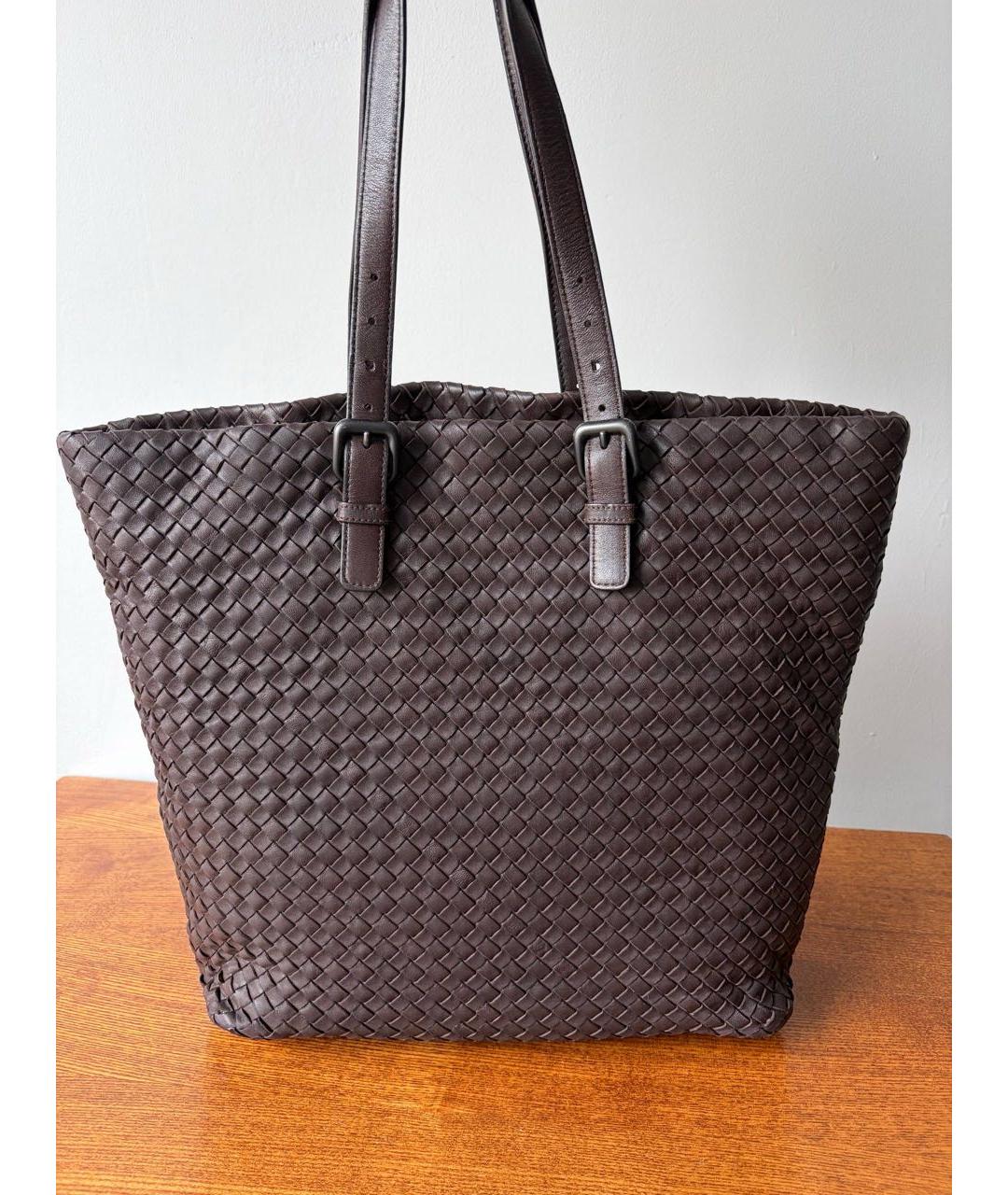 BOTTEGA VENETA Коричневая кожаная сумка через плечо, фото 4