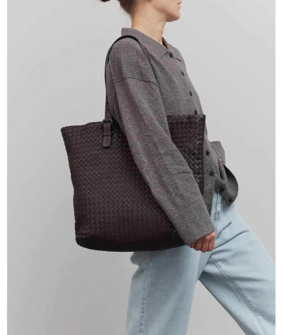 BOTTEGA VENETA Коричневая кожаная сумка через плечо, фото 2