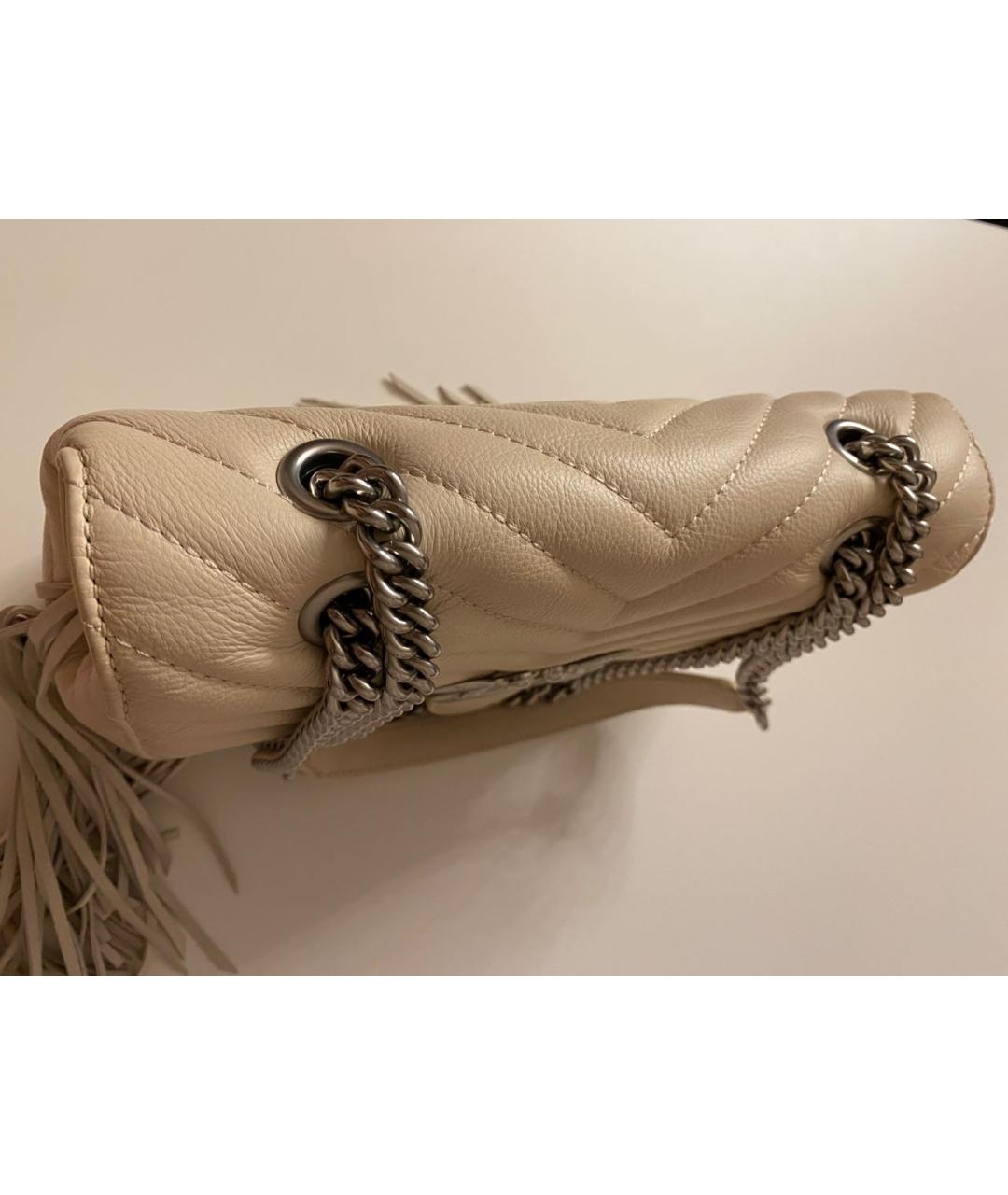 PINKO Бежевая кожаная сумка с короткими ручками, фото 8