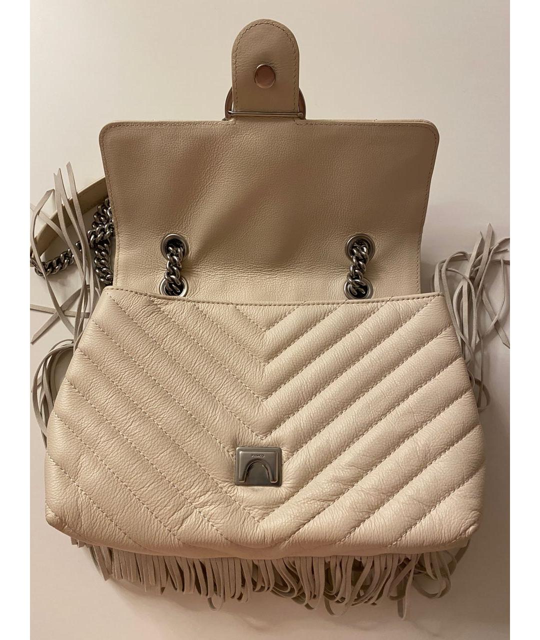 PINKO Бежевая кожаная сумка с короткими ручками, фото 3