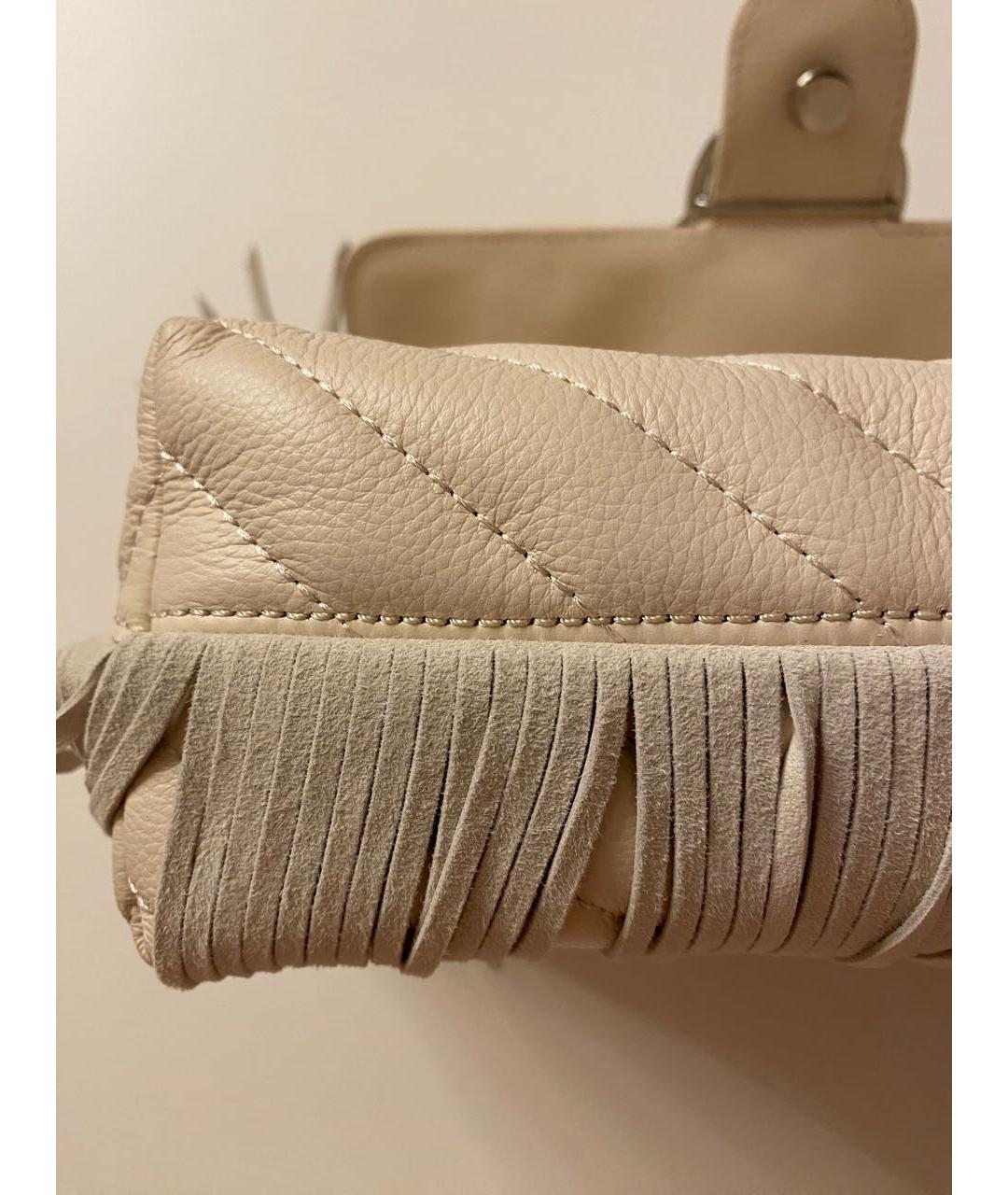 PINKO Бежевая кожаная сумка с короткими ручками, фото 6