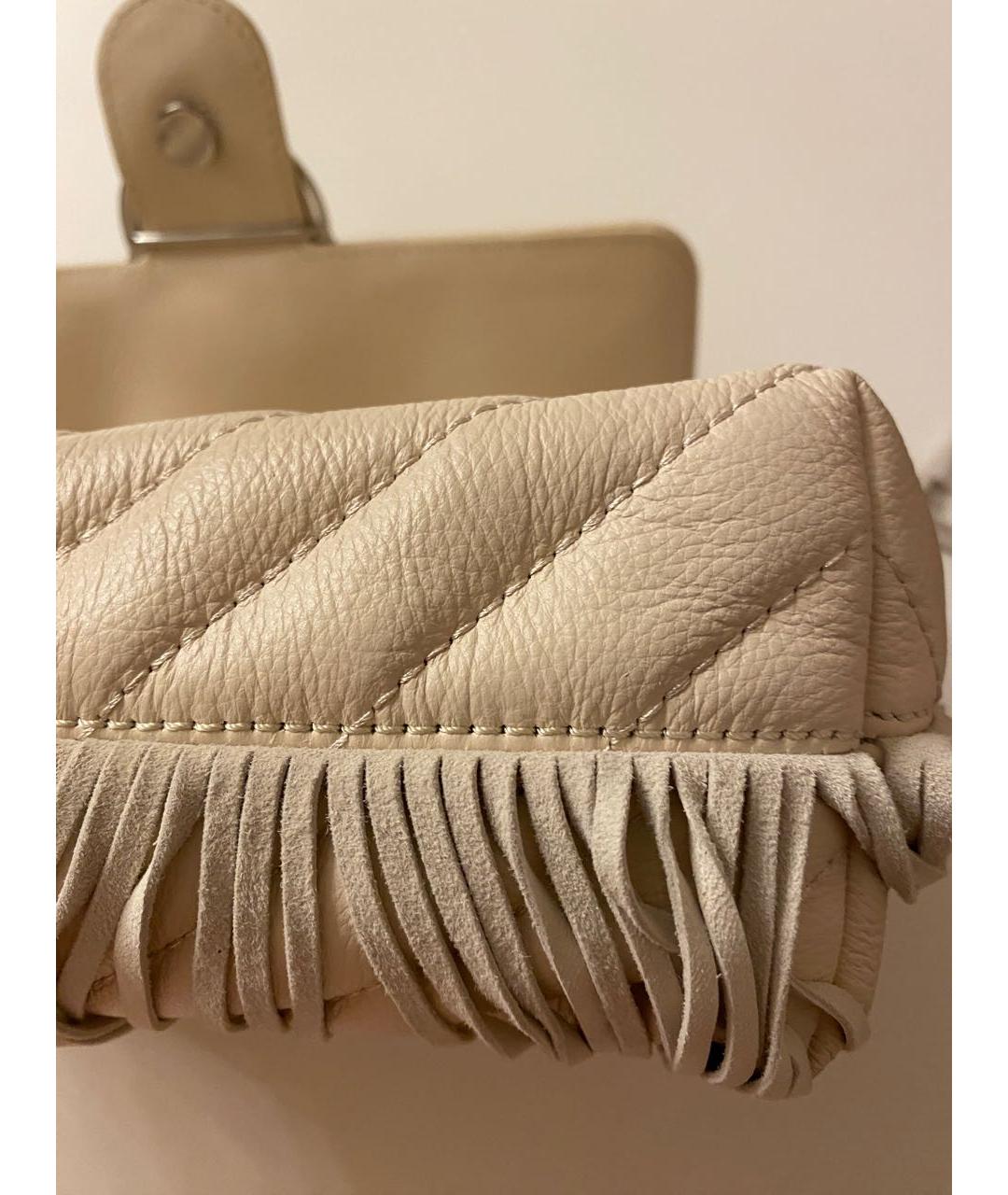 PINKO Бежевая кожаная сумка с короткими ручками, фото 5