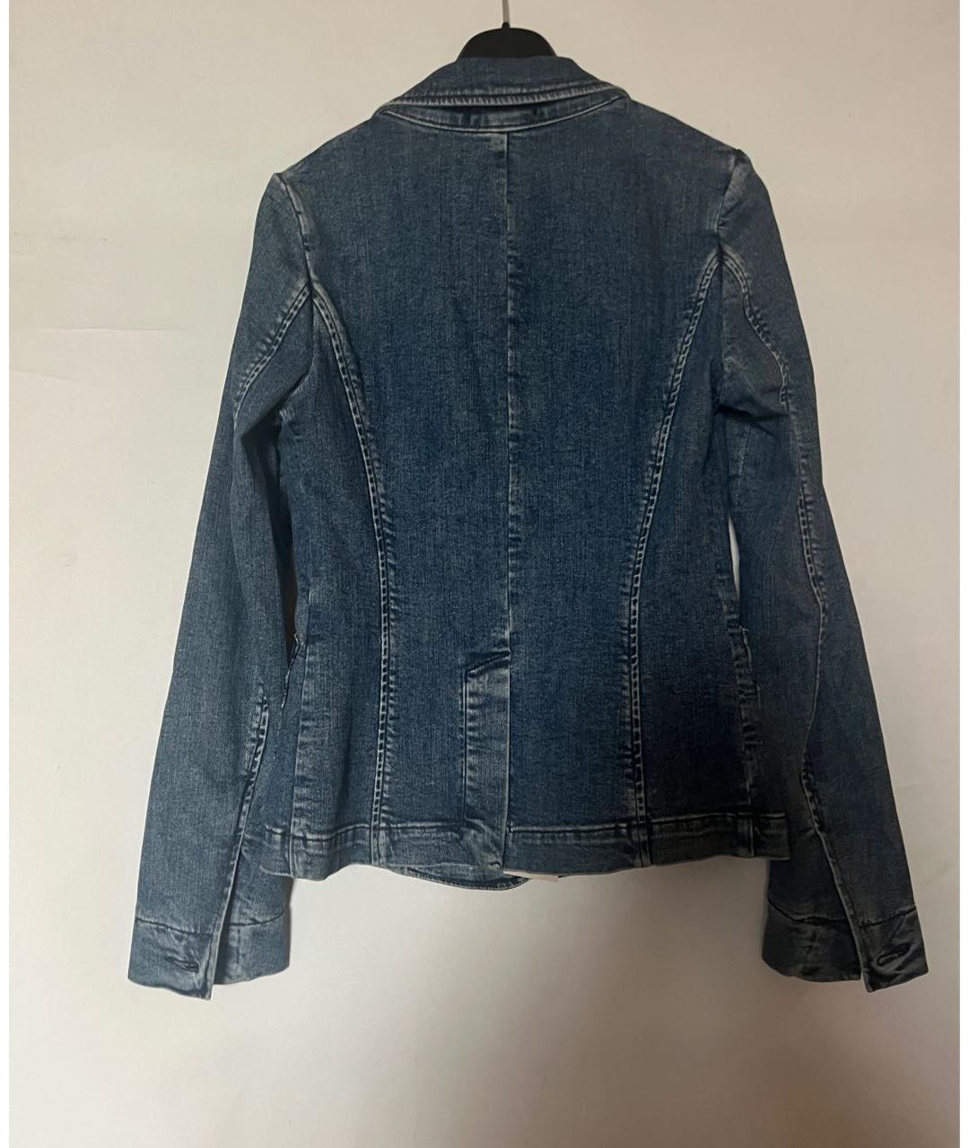 BLUMARINE Темно-синий хлопко-эластановый жакет/пиджак, фото 5