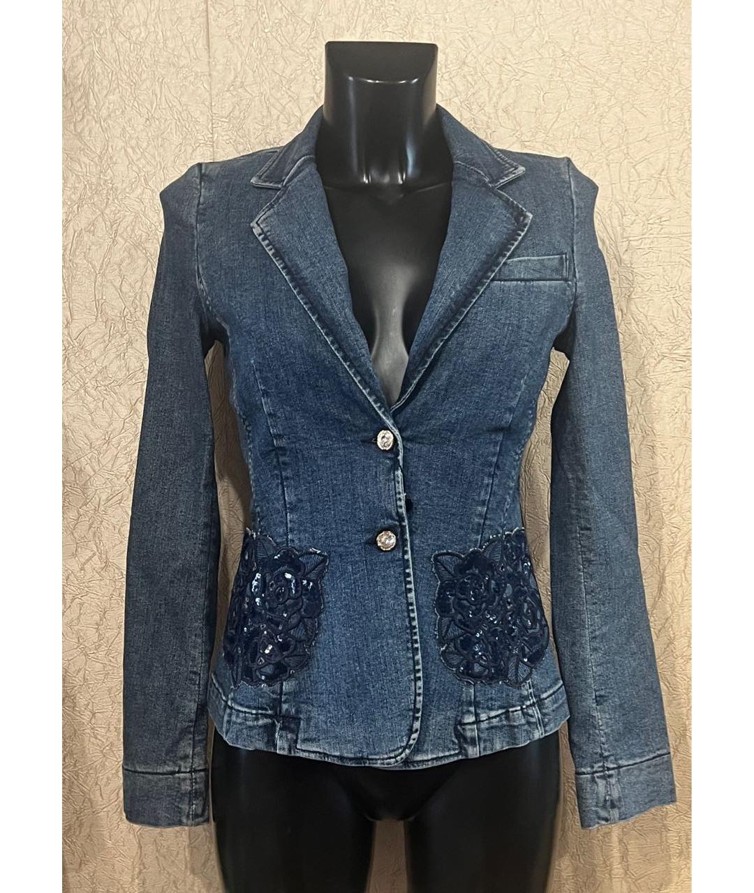 BLUMARINE Темно-синий хлопко-эластановый жакет/пиджак, фото 9