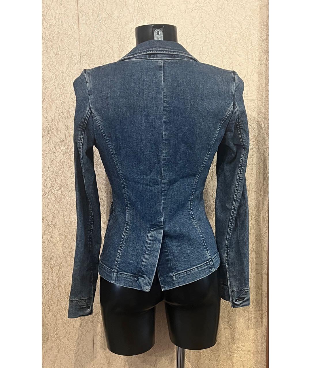 BLUMARINE Темно-синий хлопко-эластановый жакет/пиджак, фото 3