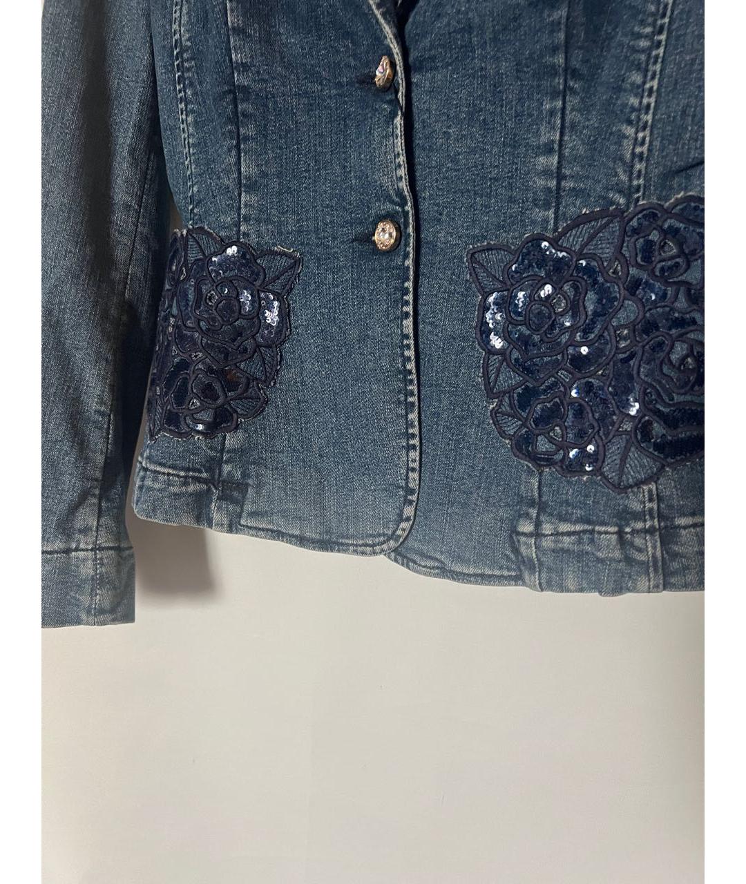 BLUMARINE Темно-синий хлопко-эластановый жакет/пиджак, фото 6