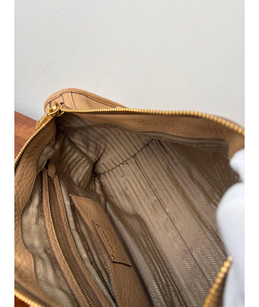 PRADA Бежевая кожаная сумка через плечо, фото 8