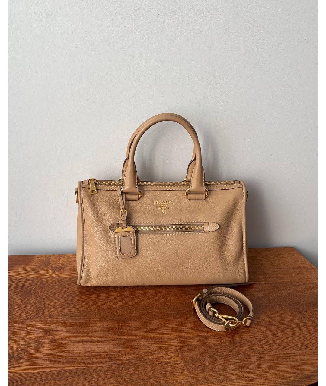 PRADA Бежевая кожаная сумка через плечо, фото 9