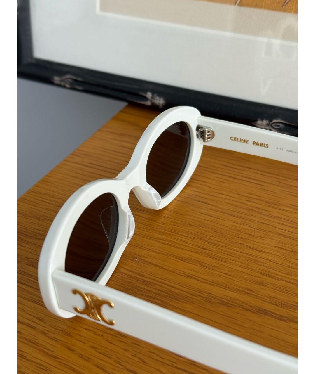 CELINE Белые пластиковые солнцезащитные очки, фото 4
