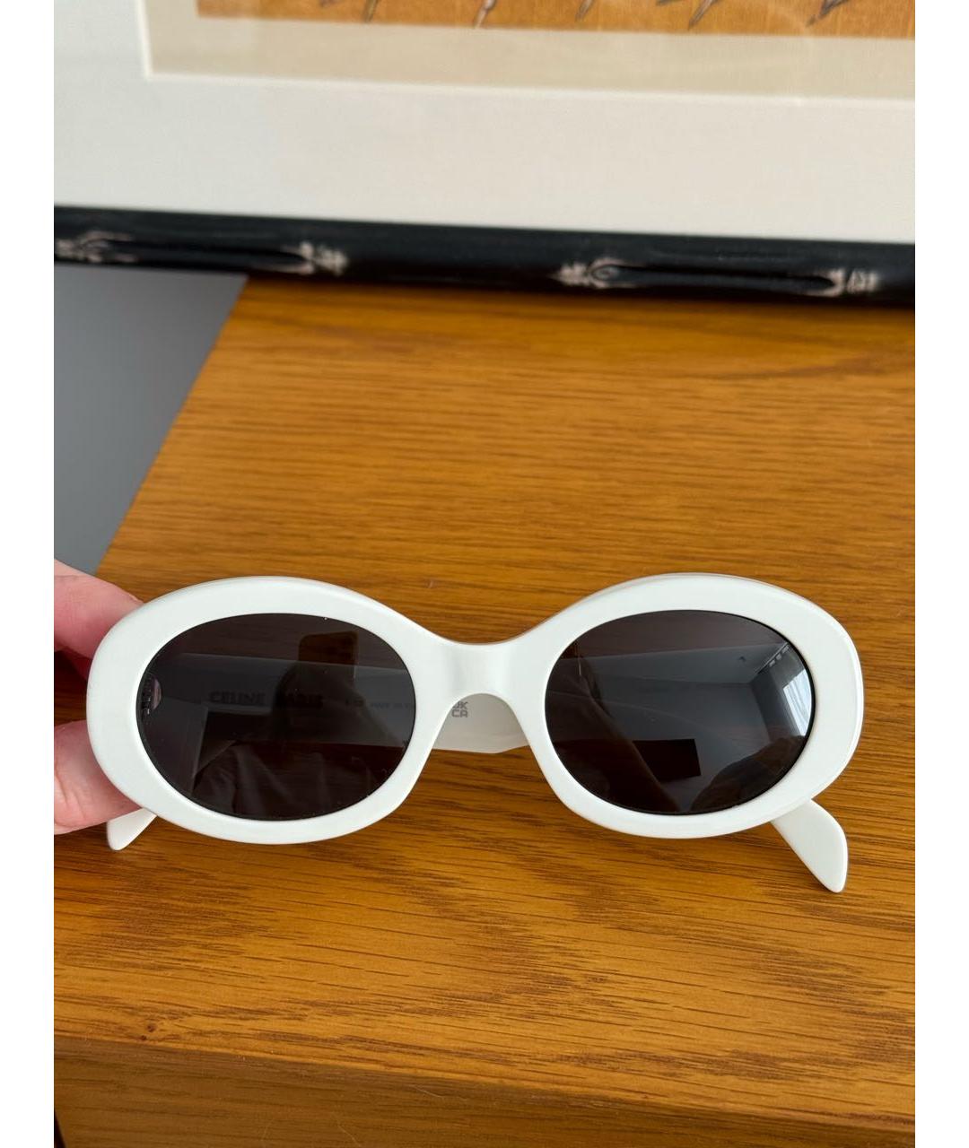 CELINE Белые пластиковые солнцезащитные очки, фото 8
