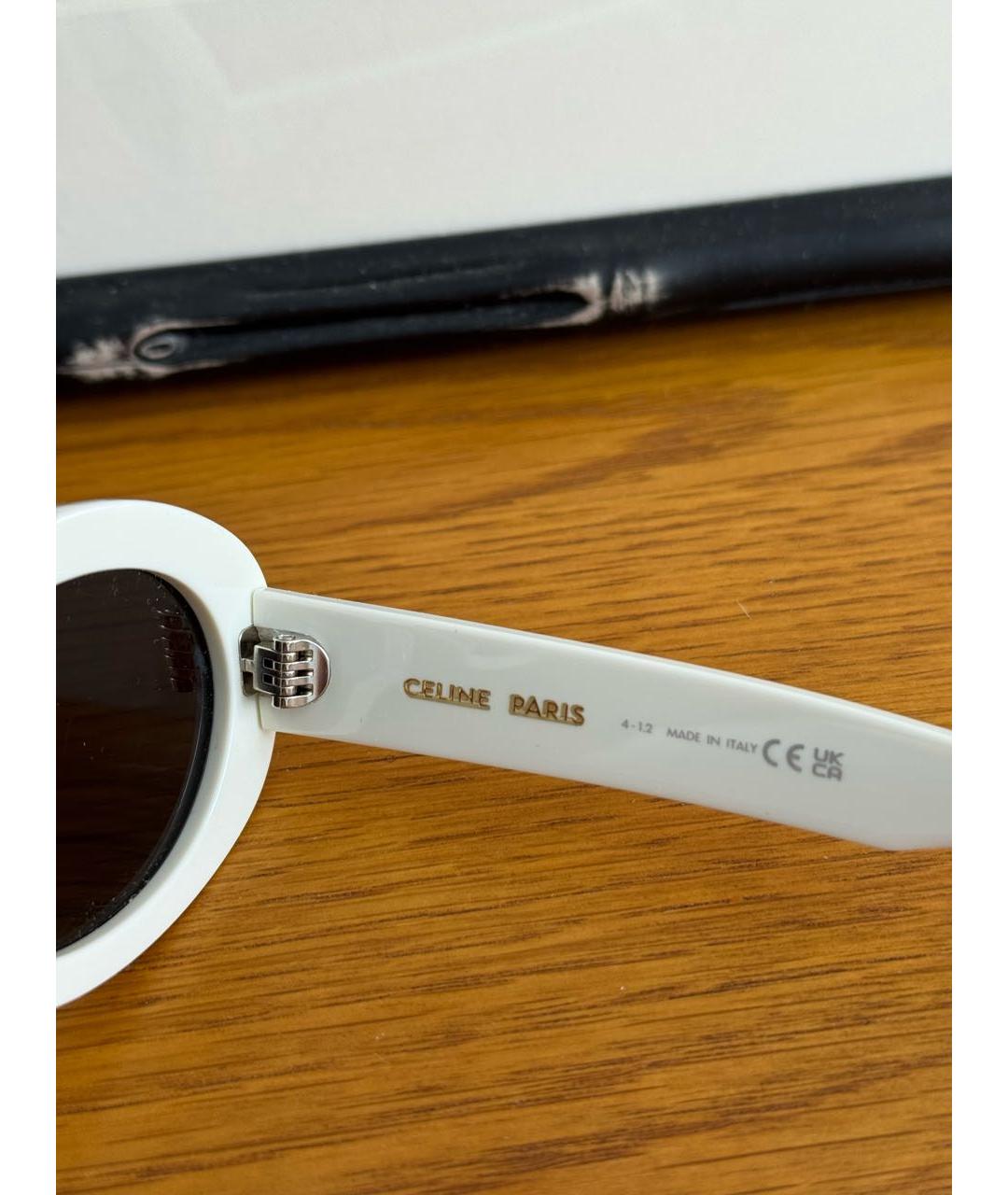 CELINE Белые пластиковые солнцезащитные очки, фото 6