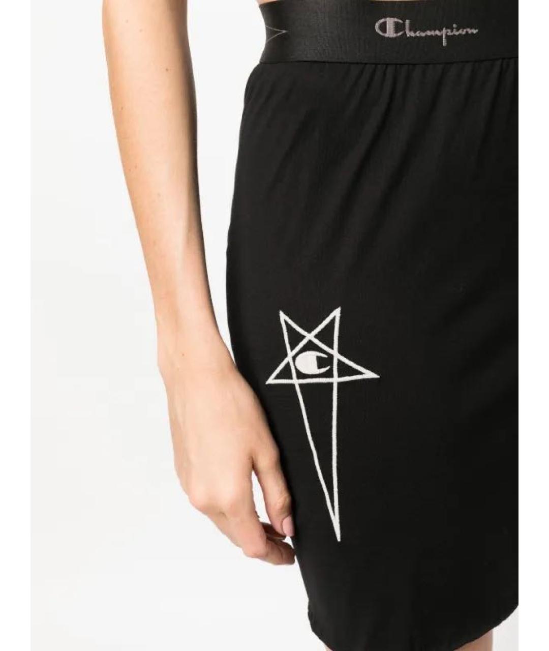 RICK OWENS Черная хлопковая юбка мини, фото 4