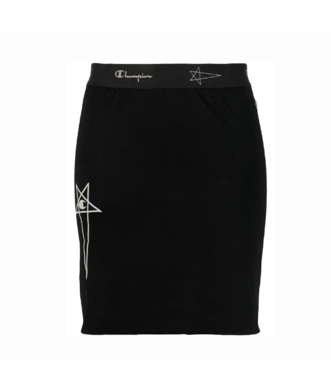 RICK OWENS Черная хлопковая юбка мини, фото 1