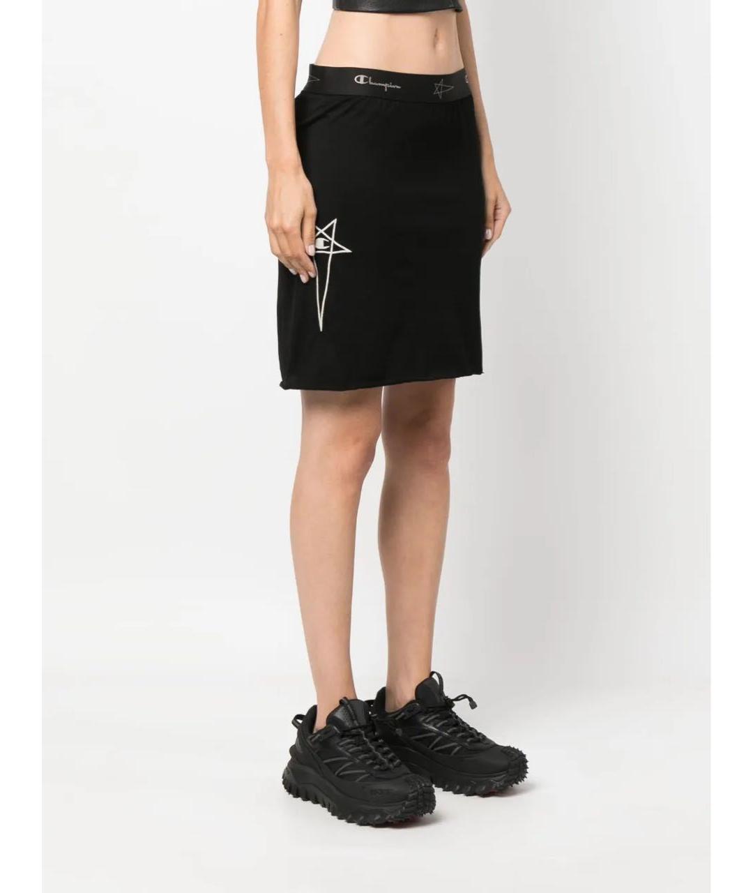 RICK OWENS Черная хлопковая юбка мини, фото 6