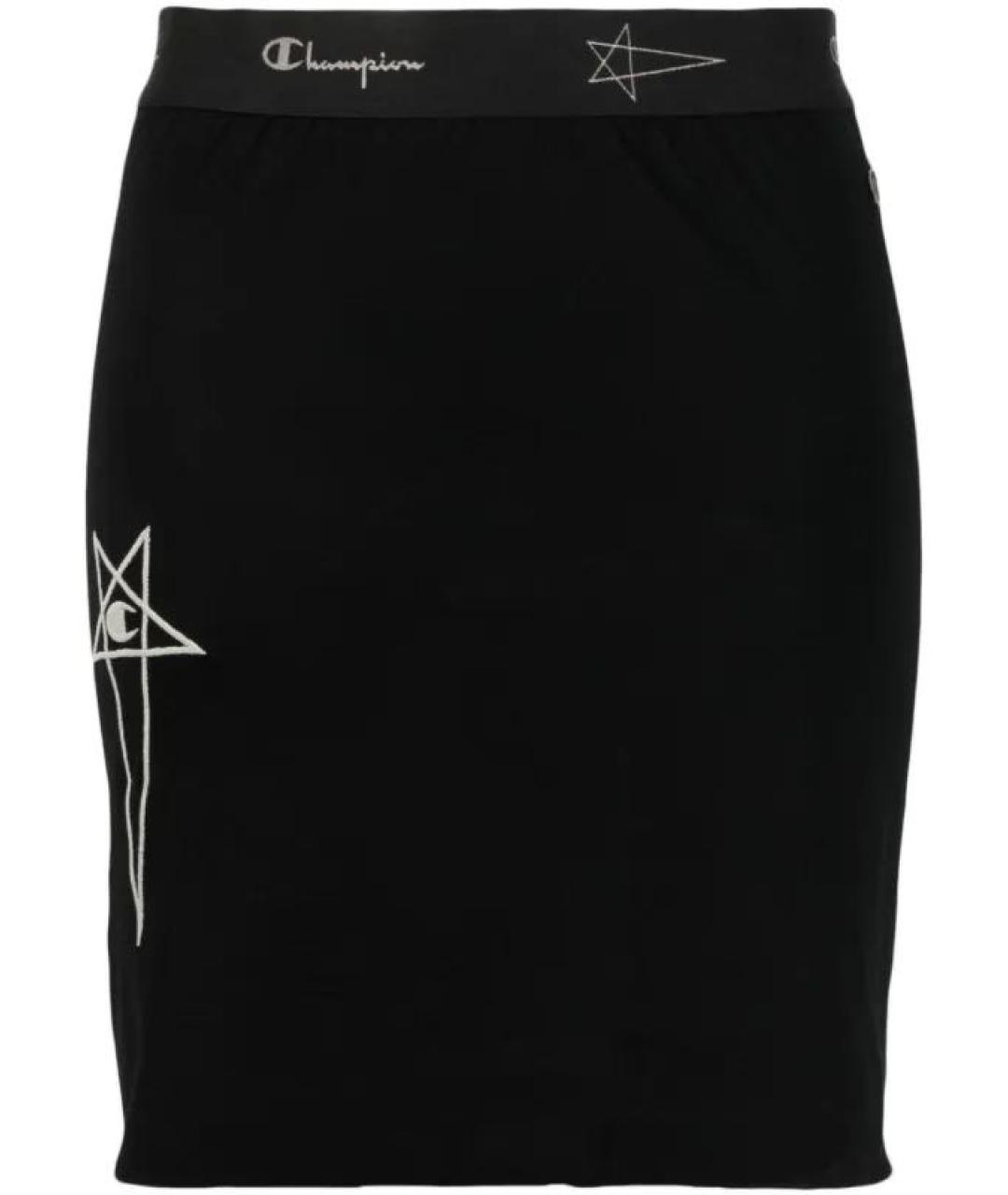 RICK OWENS Черная хлопковая юбка мини, фото 7