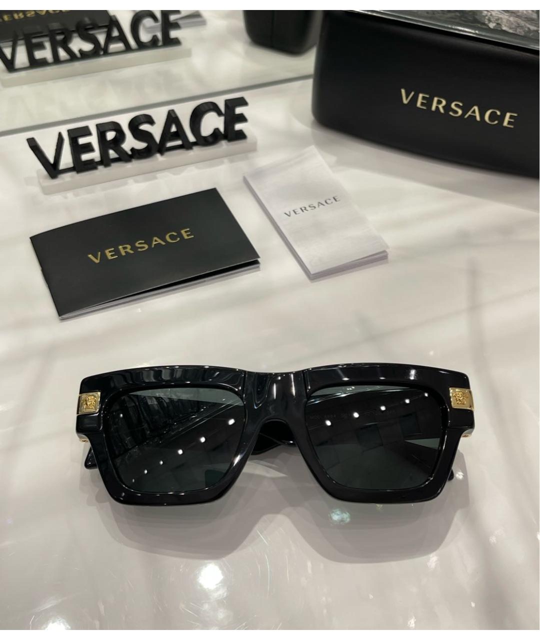VERSACE Черные пластиковые солнцезащитные очки, фото 6