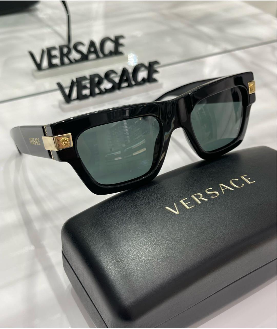 VERSACE Черные пластиковые солнцезащитные очки, фото 4