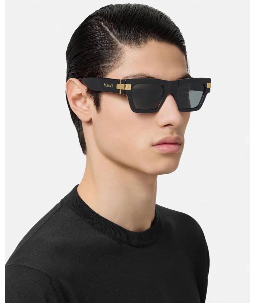 VERSACE Черные пластиковые солнцезащитные очки, фото 8