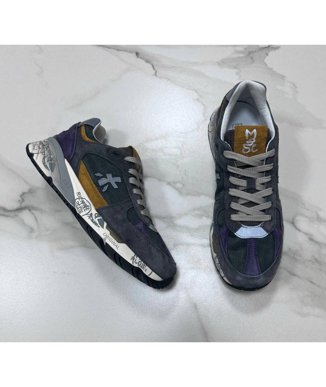 PREMIATA Серые кожаные низкие кроссовки / кеды, фото 2