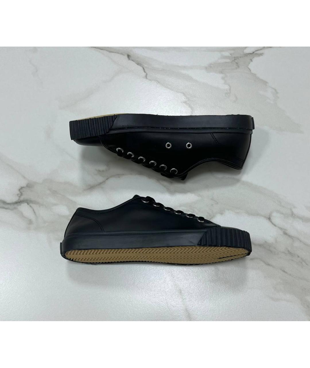MAISON MARGIELA Черные кожаные низкие кроссовки / кеды, фото 8