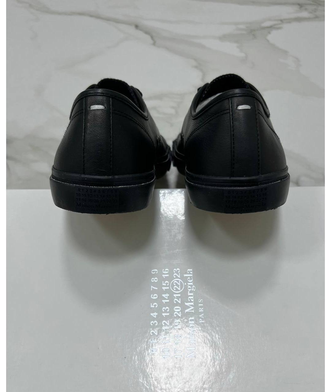 MAISON MARGIELA Черные кожаные низкие кроссовки / кеды, фото 5