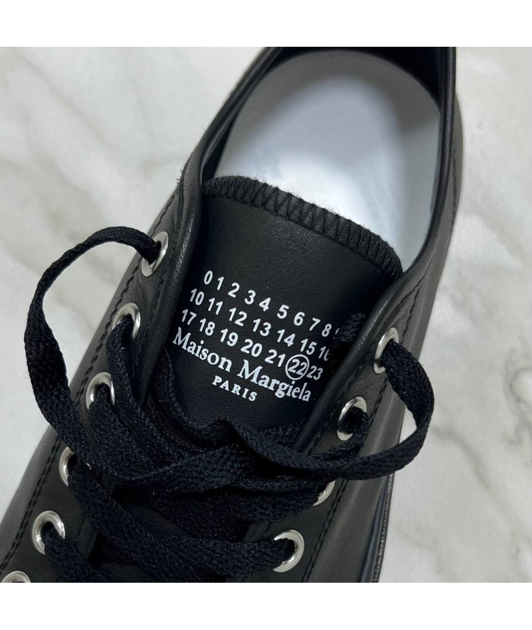 MAISON MARGIELA Черные кожаные низкие кроссовки / кеды, фото 4
