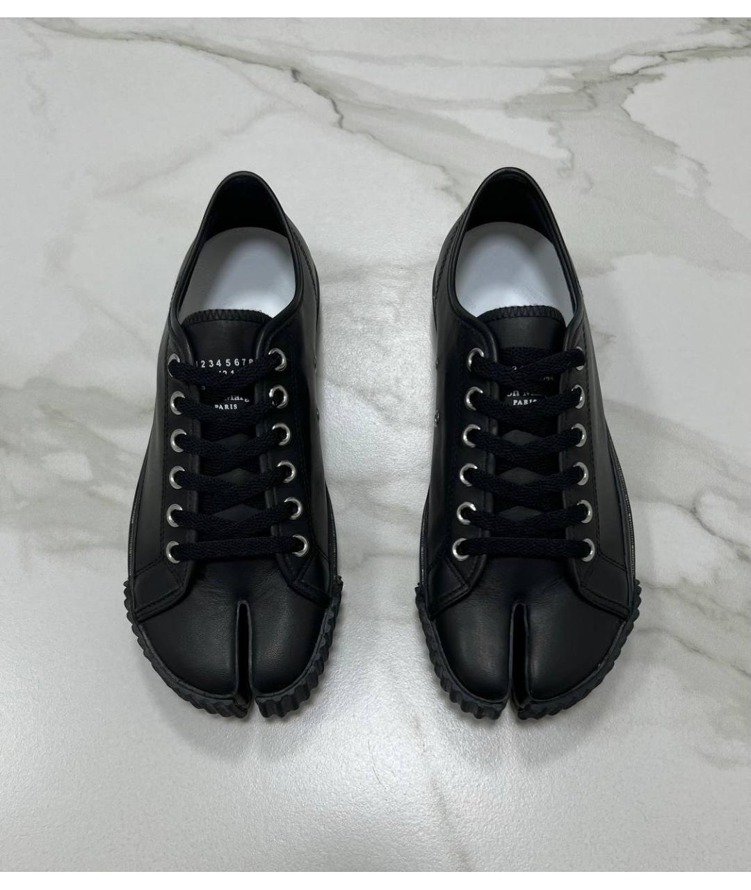 MAISON MARGIELA Черные кожаные низкие кроссовки / кеды, фото 3