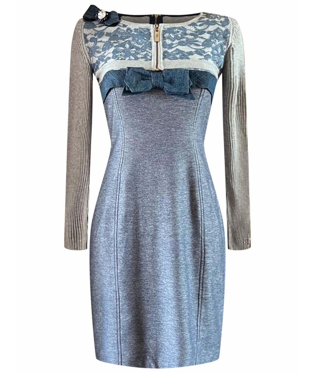BLUMARINE Серое вискозное коктейльное платье, фото 1